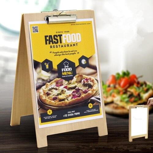 A5 Double Side Durable Wooden Clip Boards Wooden Clipboard Menu Board Rigid Paper Document Holders for Restaurant