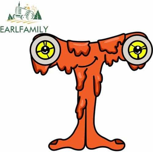EARLFAMILY 13cm x 12.7cm For Animal Letter T Comic Decal Sunscreen Personality Creative Stickers Suitable For SX VAN Decoration