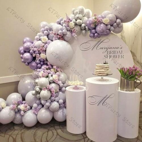 163pcs Doubled Macaron Purple Balloon Garland Wedding Decoration Grey Ballon Baby Shower Gender Reveal Birthday Party Decor
