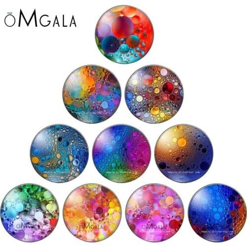 Art Colorful Drops of water Patterns 12mm/14mm/18mm/20mm/25mm Round photo demo glass cabochon flat back Making findings