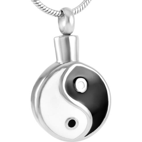 IJD9263 White And Black Enamel Yin -Yang Stainless Steel Memorial ash pendants cremation jewelry For Men Women Keepsake Jewelry