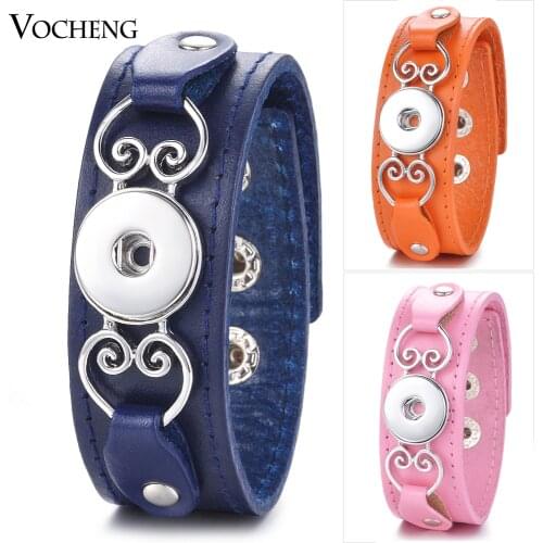 Ginger Snap Jewelry Genuine Leather Bangle with 18mm Snap Button Charms NN-607