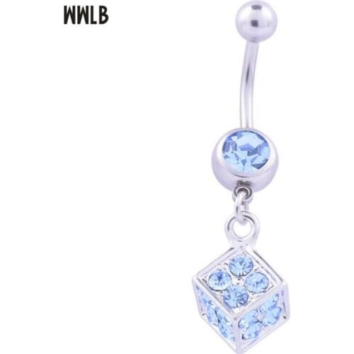 1pc Fashion Surgical Steel Rhinestone Navel belly button rings Bar Piercing Sexy Body Jewelry for women CZ navel piercing