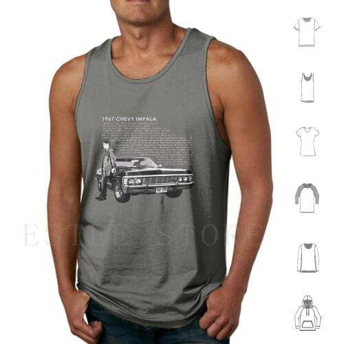 1967 Chevy Impala Tank Tops Vest Cotton Supernatural Dean Winchester Winchester Impala 67 Impala 67 Chevy Impala Spn