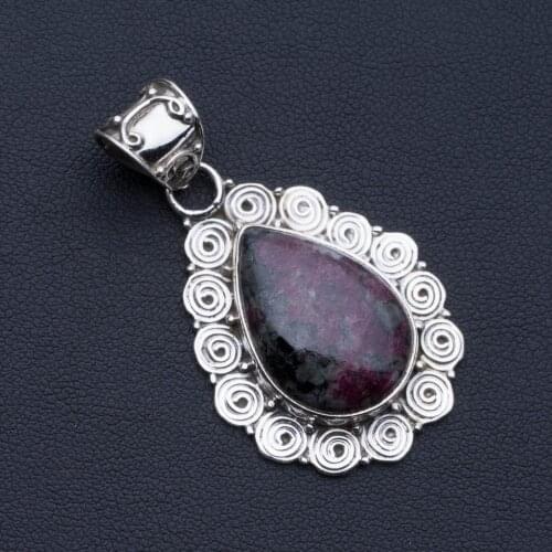 Natural Ruby Zoisite Punk Style 925 Sterling Silver Pendant 2" P0632