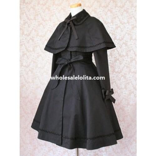 Black Cotton Lolita Jacket with Detachable Cape 3XL 4XL 5XL for Sale 6 Color Customize