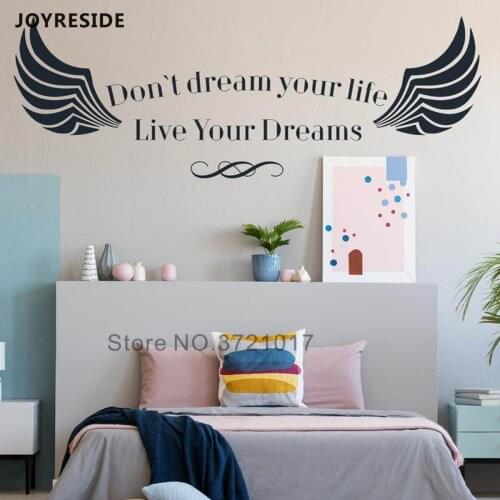 Birds Wings Wall Stickers Words Don't Dream Your Life Wall Decals Home Modern Style Wall Decor Livingroom Rooms Decoration M508