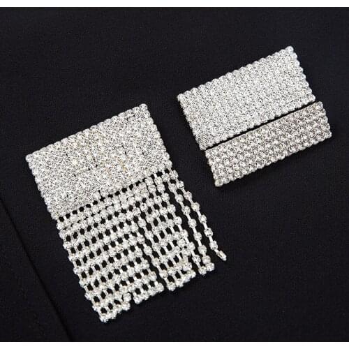 New Trendy Geometric Square Crystal Tassels Brooch For Women Noble Female Metal Fashion Dress Pin Party Wedding jewellery