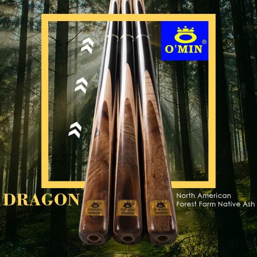 O'MIN DRAGON Billiard Cue Snooker Cue 9.5mm Tip Shadow Wood Butt Ash Shaft Cue For Black 8 with Case Extension Free Gifts