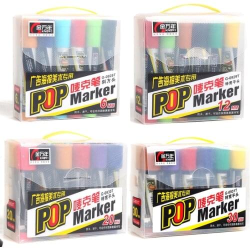 Original Genvana/Know POP Art Color Marker 12pcs Oily Based Ink Mark Pen 6/12/20/30mm For Manga Poster Advertising For Kids Gift