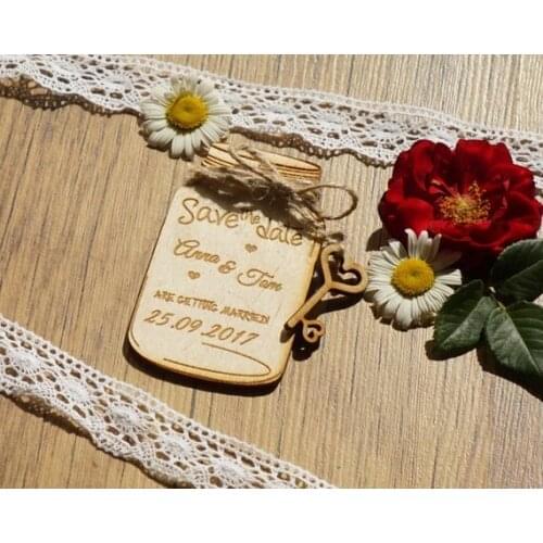 Personalized Wooden magnet mason jar , custom Wedding Wood Magnet, couple magnet, engraved magne