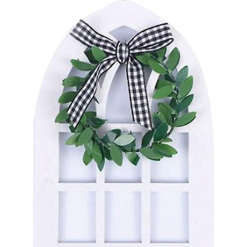 Home Decoration Frame Window Sign Black Plaid Rustic Farmhouse Creativity Arch Wooden Spring Summer Stand Display Photo Prop