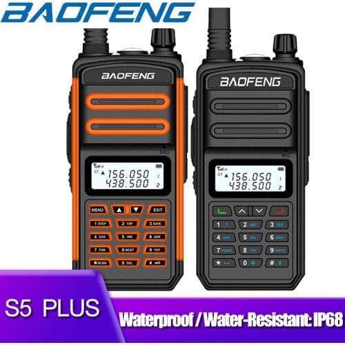 BAOFENG WALKIE TALKIE 10W 30KM LONG RANGE BF S5 PLUS TWO WAY RADIO VHF UHF PORTABLE HAM CB RADIO IP67 WATERPROOF WALKIE TALKIE