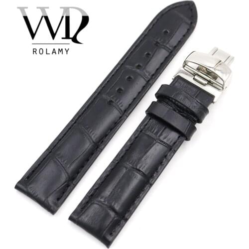 Rolamy 19mm Genuine Leather Replacement Wrist Watch Band Strap Bracelet Loops For Tissot PRC200 T17 T461 T014430 T014410