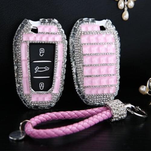 Diamond Crystal Car Smart Remote Key Cover Case Shell For Citroen C4 C5 C6 X7 5008 DS5 DS6 For Peugeot 3008 4008 5008 208 DS3