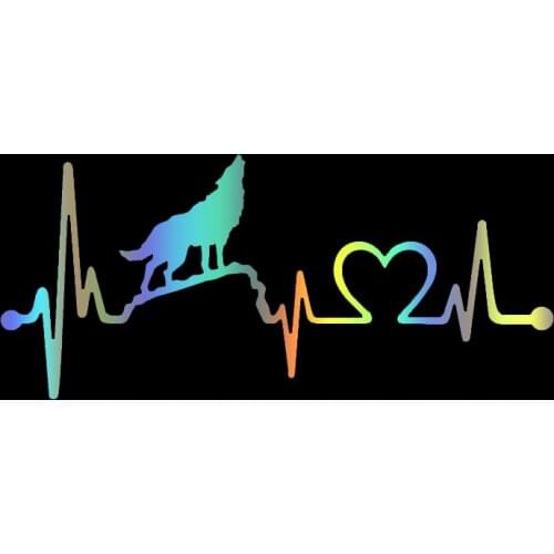 S51410# Various Sizes/Colors Car Stickers Vinyl Decal Howling Wolf Heartbeat Lifeline Motorcycle Decorative Accessories Creative