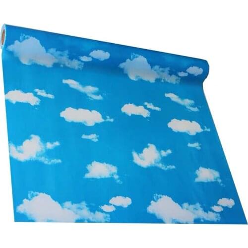 Self-Adhesive Decorative Film Window Film Blue sky White cloud Glass Stickers Stained Privacy Film Frosted Home Decor 45 x 500cm