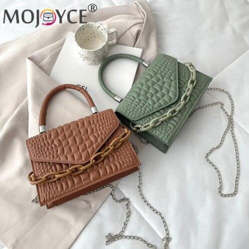 Vintage Alligator Pattern PU Chain Shoulder Bag Women Small Flap Messenger Bags Soft Leather Women Designer Handbag