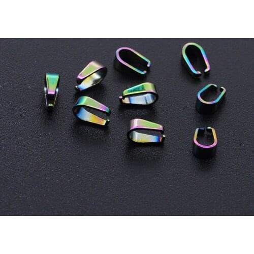 10pcs/lot Stainless Steel Pendant Rainbow Pinch Bail Clip Accessory Connector Buckle Jewelry Making Findings