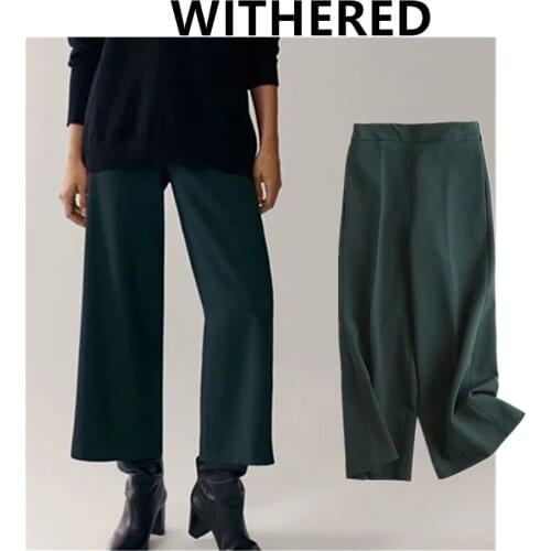 Jenny&Dave Women Pantalones England Style Fashion Elegant Solid Simple Wide Leg Pants Mujer Pantalon Femme Suits Trousers Women