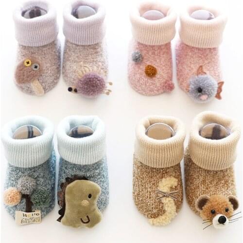 Winter newborn baby thickened coral cashmere socks, baby girl socks, antiskid soft baby socks, warm clothes