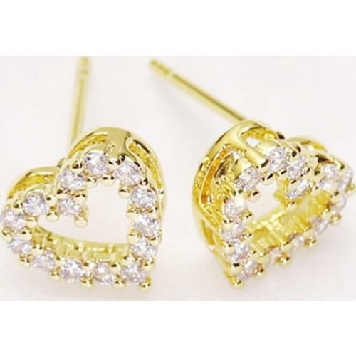 10 pairs Stud earrings Hollow Heart shape Fashion zirconia earrings fashion stud earrings for women jewelry 8229