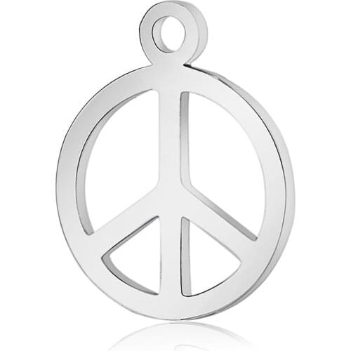 10pcs/lot 12*14mm Stainless Steel Peace Pendant Bracelet Charms DIY Jewelry Making Handicraft Accessories Wholesale