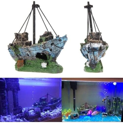 Aquarium Jewelry Shipwreck Resin Pirate Ship Fish Tank Landscaping Fish And Shrimp Shelter Cave Decoration Crafts Pet Supplies