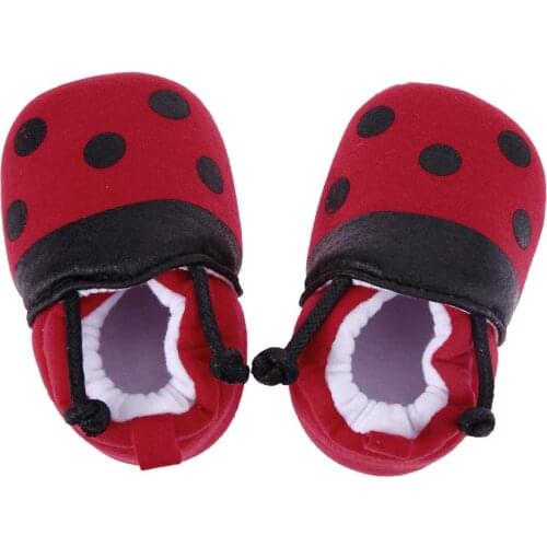Cartoon Baby Shoes Red Ladybug Yellow Bee Pattern Elastic Band Soft First Walker Shoes