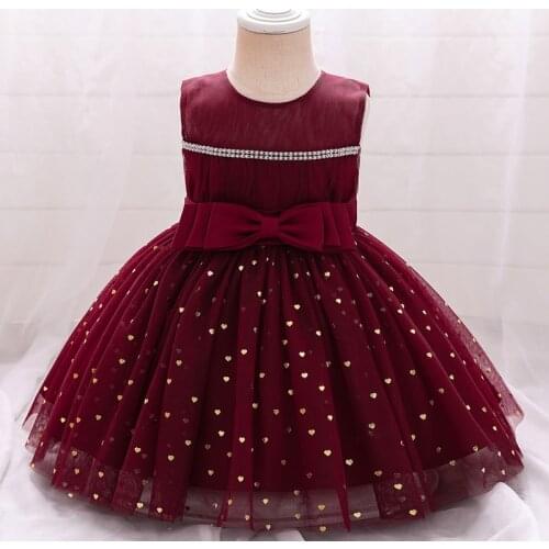 2021 Child Ceremony Baptism 1 Year Birthday Dress For Baby Girl Lace Princess Dresses Party Dress Heart Pattern Costumes Gown