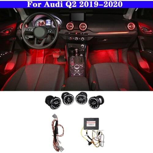 For Audi Q2 2019-2020 10 Colors MMI Control Decorative Ambient Light LED Air Vent Atmosphere Lamp Car Armest illuminated Strip