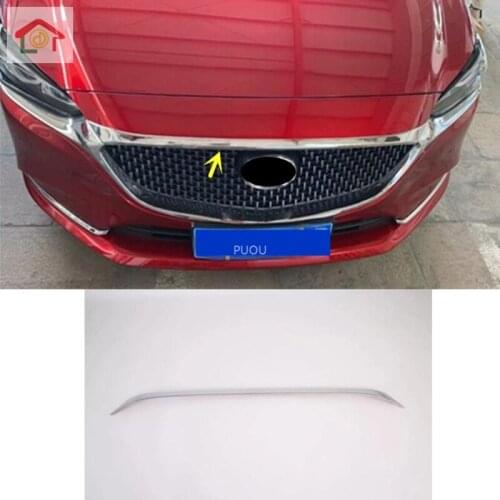 For Mazda 6 Mazda6 Atenza 2019 2020 Car Garnish ABS Chrome Front Engine Machine Grille Upper Hood Stick Lid Trim Lamp Hoods 1pcs