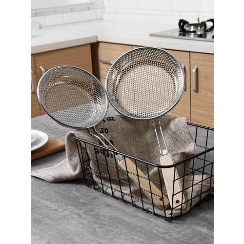 1 pcs wooden handle stainless steel colander strainer noodle cooking spatula pasta oil spoon strainer kitchen tool