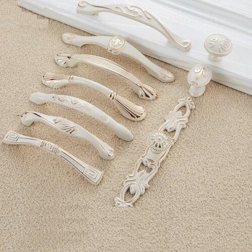 Furniture Door Knob Fashion Zinc Alloy Decorative Kitchen Cupboard Hardware Cabinet Drawer Pull Ivory White