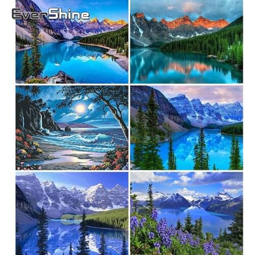 Evershine Diamond Painting Beaded Landscape Diamond Mosaic River Cross Stitch Full Set Diamond Embroidery Sale Full Square