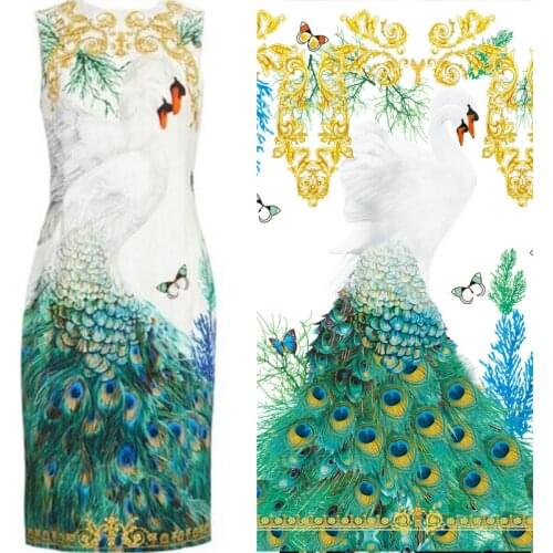 Factory Customized Peacock Printed 100% Polyester Fabric Brand Clothing Fashion Shirt Cloth for Dress Sewing Fabrics Per Meter