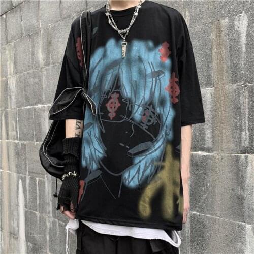 Men Women Anime Harajuku Graphic T Shirt Summer Short Sleeve Tshirt Tee Tops Korean Clothes Ulzzang Streetwear Hip Hop Clothing