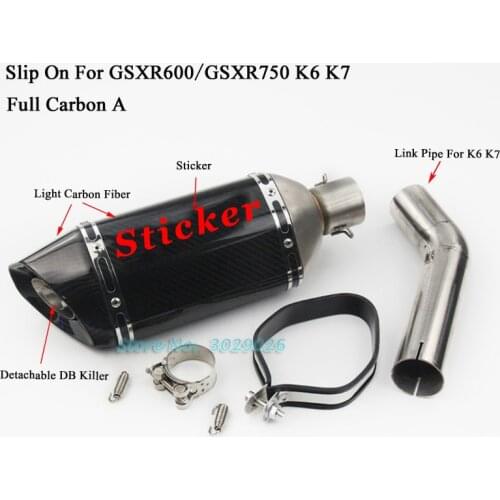 GSXR600 750 K6 K7 Slip On For Suzuki GSXR750 600 Motorcycle Muffler Exhaust Escape Set with Middle Link Pipe Laser Marking