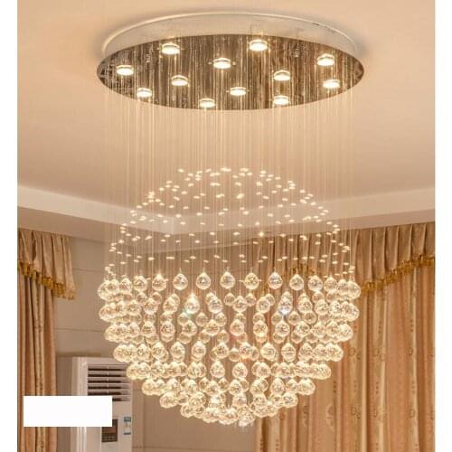 Crystal chandelier Round spherical living room dining light Modern minimalist penthouse stair lighting Clothing store chandelier