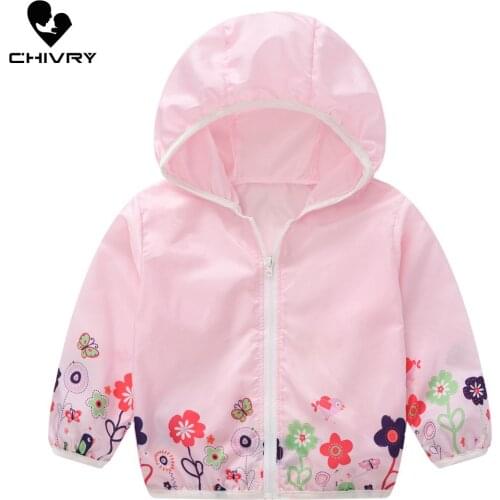 New 2020 Childrens Hooded Sun Protection Clothes Summer Baby Boys Girls Thin Coat Flower Print Kids Beach Sun Jacket Outwear