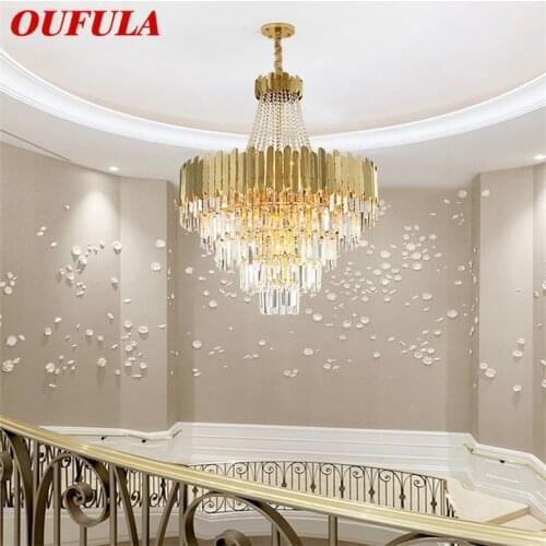OUFULA Chandelier Gold Pendant Lamp Fixtures Postmodern LED Light for Home Living Dining Room Villa