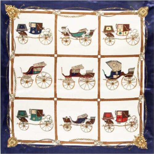 New 90cm square Silk Scarf Horse Designs Luxury Brand Neckerchief Muslim Headscarf Square Scarves Lady Foulard Female Bandana