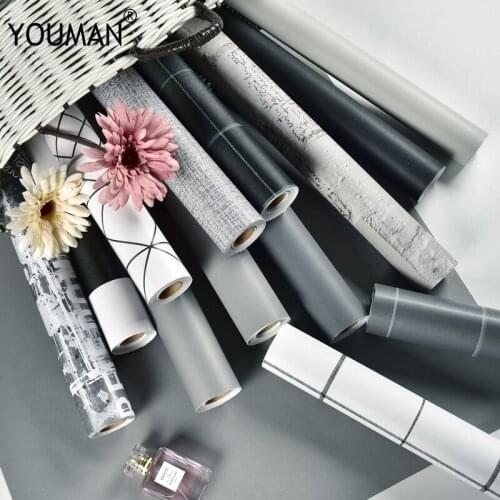 Wallpapers YOUMAN Wallpaper 3d Free Silver Grey Wallpaper Roll Self Adhesive Camouflage Vinyl Stickers Kitchen Cabinet PVC Black