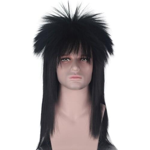 Adult 70s 80s Halloween Costumes Wig Rocking Dude Wig Punk Metal Rocker Disco Mullet Cosplay Wig