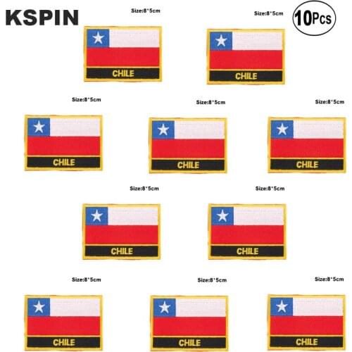 Chile Flag Embroidery Patches Iron on Saw on Transfer patches Sewing Applications for Clothes in Home&Garden