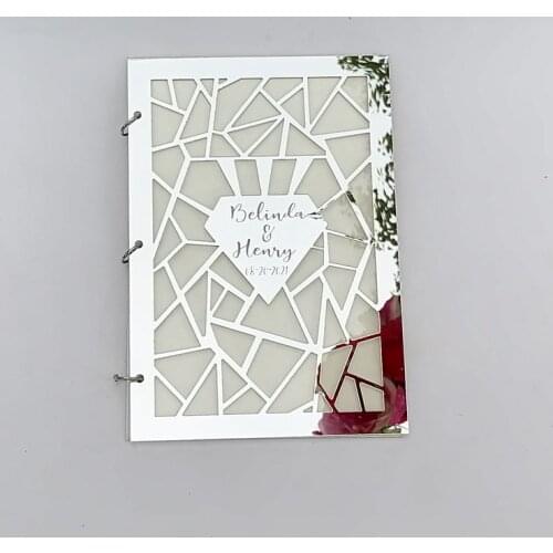 Personalized Heart diamond love Guest Book Custom Name Acrylic Mirror White Blank Wedding Signature Guest Book Party Decor Favor
