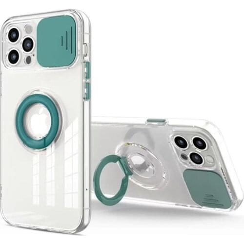 Transparent Shockproof Phone Case For iPhone 12 11Pro Max XR XS Max X 8 7 Plus 12 Mini Camera Protection Ring Holder Back Cover