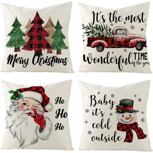 Christmas Cushion Cover 45*45cm Pillowcase Sofa Cushions Pillow Cases Flax Peach Skin Pillow Covers Home Decor
