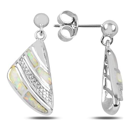 KUTAYDAN Opal Cubic Zirconia Dangle Earrings 925 Sterling Silver