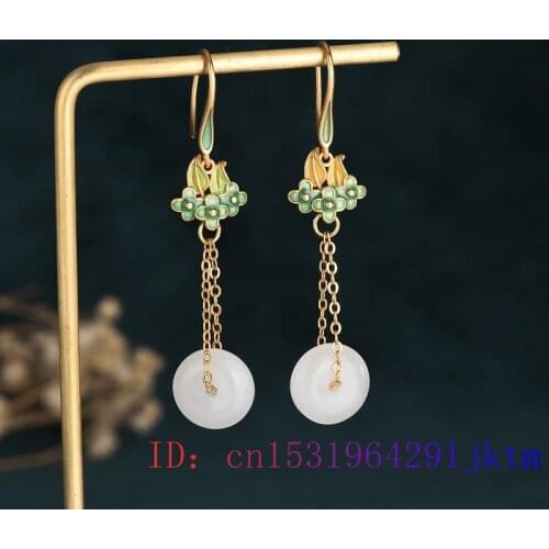 White Jade Doughnut Earrings Gemstone Agate 925 Silver Jewelry Crystal Fashion Zircon Chalcedony Amulet Natural Charm Gifts